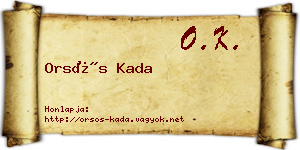 Orsós Kada névjegykártya